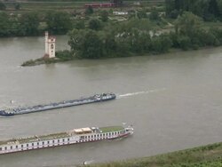 WS View of Mouse Tower in river Rhine near Bingen / Rhine-Valley,  Rhineland-Palatinate, Germany Stock Footage