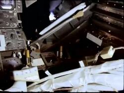 Apollo 17 astronauts in space capsule Stock Footage
