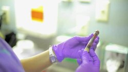 Blood draw at hospital lab Stock Footage