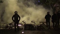 CLEAN : Greek police fire tear gas at anti Obama protesters (2) News Clip