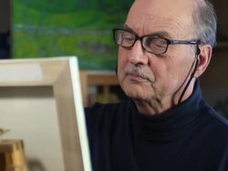 Senior Man Painting - CU verB Stock Footage