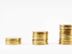 Stop motion golden coin on stack. Stock Footage