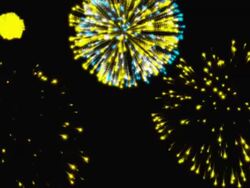 fireworks + matte:  broken rainbows split the sky Stock Footage