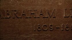 Close up of marble inscription Abraham Lincoln 1809-1865 Stock Footage