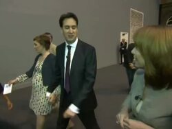 Ed Miliband walking Post Speech News Clip