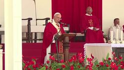 VOICED : El papa exalta a la iglesia cubana en Holguin News Clip