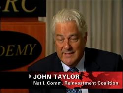 In the wake of the government take over of mortgage giants Fannie Mae and Freddie Mac, John Taylor, President/CEO of the National Community Reinvestment Coalition says the types of sub-prime loans that led to the mortgage crisis are still legal. News Clip