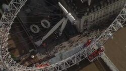 London Eye Overview by Helicopter Stock Footage