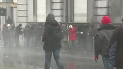 CLEAN : Belgian police Mittal workers clash News Clip