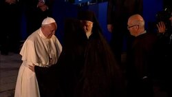 CLEAN : Pope Francis meets Patriarch Bartholomew at Holy Sepulcher News Clip