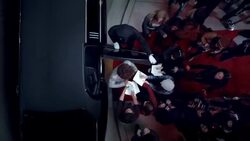 Chauffeur opens limousine door, hip-hop artist signs autographs for fans at awards show Stock Footage