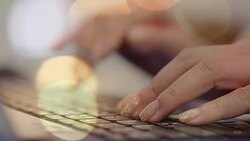 woman hand typing keyboard computer Stock Footage