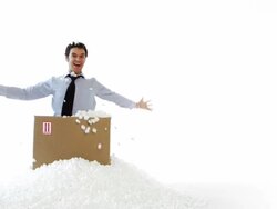 Surprised businessman out of the Box Stock Footage