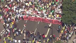 Aerials of London March in Solidarity with Syrian Refugees News Clip