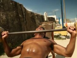 Beach, Man doing fitness training Stock Footage