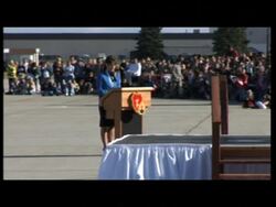 Governor Sarah Palin speaking at her son's deployment ceremony News Clip