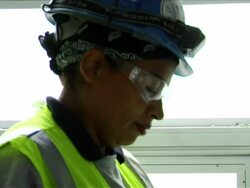 Female Construction Worker Shapes Panel Stock Footage