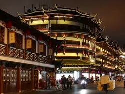 Old Shanghai street at night Stock Footage