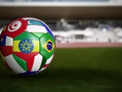World Cup Soccer Ball in the Stadium Stock Footage
