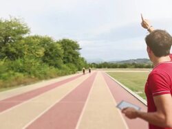 Personal trainer training two athlet girls Stock Footage