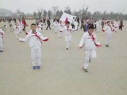 MS PAN School children showing skipping rope activities / xi'an, shaanxi, china Stock Footage