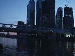 WS LA TU New International Moscow Business Centre by night / Moscow, Russia Stock Footage