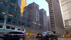 Park Avenue near 40 street an Grand Central Terminal in background Stock Footage