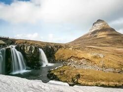 HD Time-lapse: Kirkjufell Mountain Snaefellsnes Peninsula, waterfall landscape Iceland Stock Footage