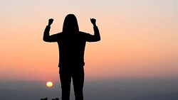 HD:Success and finished concept on top of the mountain Stock Footage