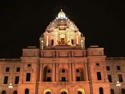 A close up shot of the dome of the Minnesota State Capitol building in St. Paul Minnesota  Stock Footage