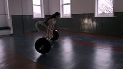 Professional Female Powerlifter Deadlifting Heavy Weight Stock Footage