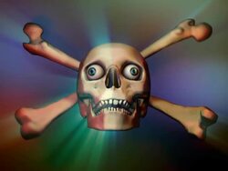 (Loop) Halloween, Skull and Crossbones with Rays Stock Footage