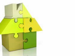 Animated Jigsaw House Loop - Blue Shades (2 camera angles) Stock Footage