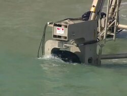 MS AERIAL ZO View of beach machine on beach in front of hotel / South Carolina, United States Stock Footage
