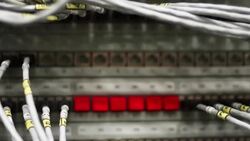 Computer Cable Network Tilt Up Stock Footage