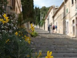 Tourists walking on an old stairs Stock Footage