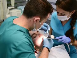 Young woman getting a dental filling Stock Footage
