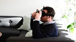 Man Using Virtual Reality Glasses Stock Footage