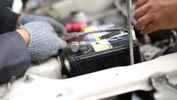 Car Battery Service. Stock Footage