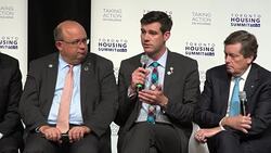 Toronto Affordable Housing Summit 2016: Don Iveson Mayor of Edmonton Speaking. Stock Footage