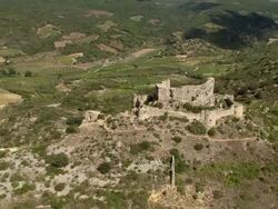 Flight Round Chateau D'Aguilar Stock Footage