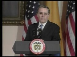 WRAP Joint presser by Presidents Bush  and Uribe News Clip