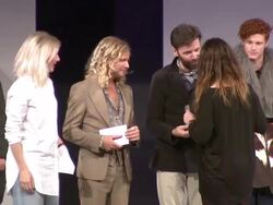 Luke Day, Matthew Murphy & Carolyn Massey at Graduate Fashion Week 2012 - Gala Show And Awards at Earls Court 2 on June 13, 2012 in London, England (Footage by WireImage Video/Getty Images) Stock Footage