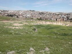 Spring in in the ancient Greco-Roman city of Gerasa in Jerash, Jordan Stock Footage