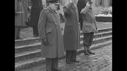 British Prime Minister Winston Churchill and French General Charles de Gaulle visit French troops in France during WWII News Clip