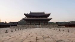 Day and night view of Geunjeongjeon(Korean National Treasure) at Gyeongbokgung ancient palace Stock Footage