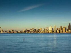Seattle Skyline from Alki - Day to Night Time Lapse Stock Footage