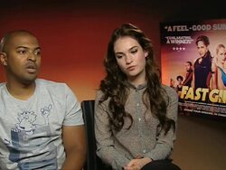 INTERVIEW: Lily James & Noel Clarke on Olympics at Fast Girls Interviews at Soho Hotel on June 07, 2012 in London, England (Footage by WireImage Video/Getty Images) Stock Footage