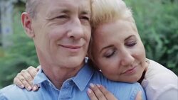 Portrait of smiling middle-aged couple Stock Footage
