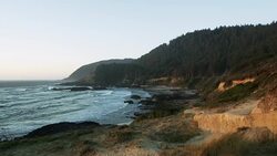 Cape Perpetua Oregon Coast pan Stock Footage